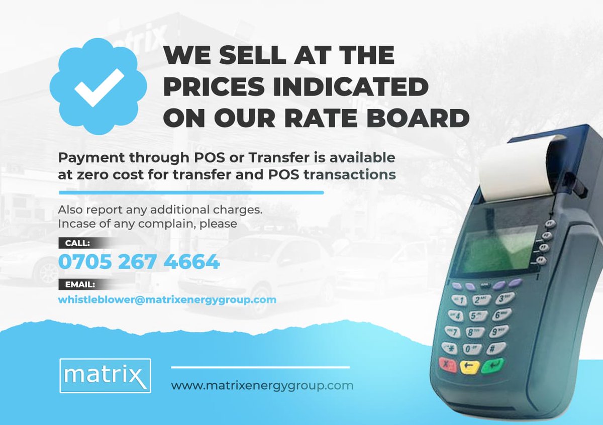 matrixenergyng's tweet photo. Announcement!

Please contact us using the details above to report any additional charge or complaints. 

Thank you for your continuous patronage.

#Payment #MatrixEnergy #wednesday #oilandgas #oilandgasindustry #AGO #LPG https://t.co/MsW3XKMZmp
