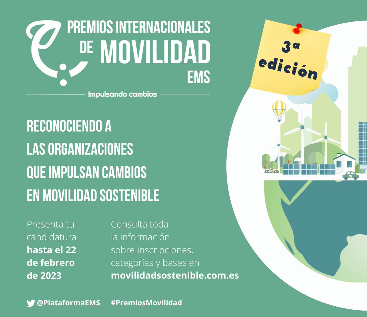 ASTIC (@astic1960) on Twitter photo Últimos días para presentar candidaturas a la 3ª Edición de los #PremiosMovilidad organizados por <a href="/PlataformaEMS/">Empresas por la Movilidad Sostenible</a> Últimos días para presentar candidaturas a la 3ª Edición de los #PremiosMovilidad organizados por <a href="/PlataformaEMS/">Empresas por la Movilidad Sostenible</a>