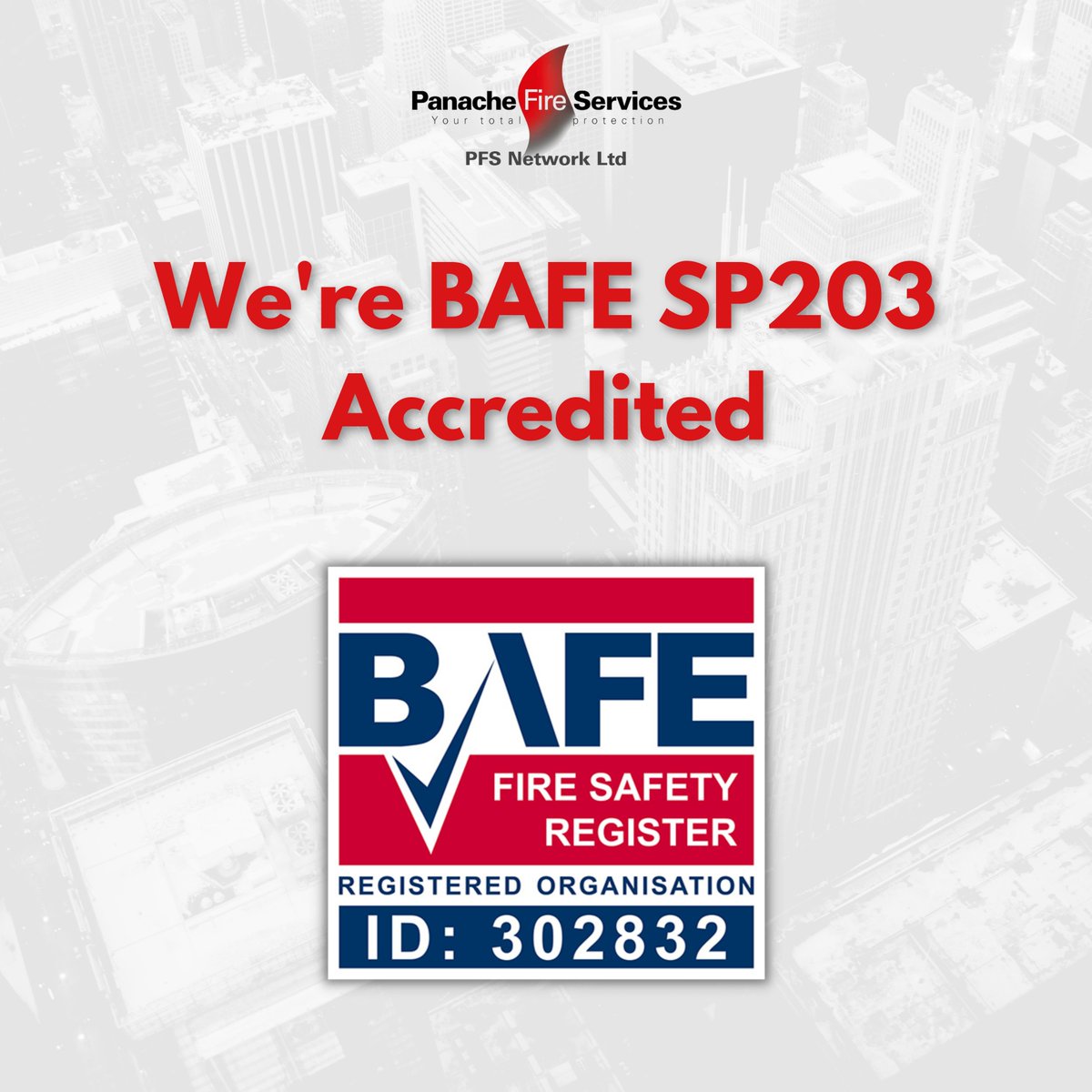 We're delighted to announce that PFS Network Ltd are now accredited under the BAFE SP203-1 scheme for the Design, Installation, Commission and Maintenance of Fire Detection and Fire Alarm Systems. Call us to arrange for a fire alarm expert to visit you.

#firealarms #firesafety