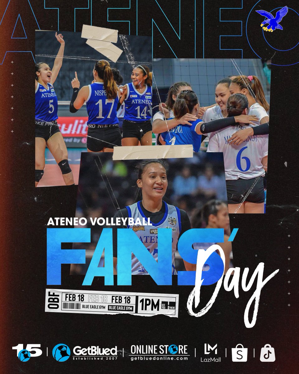 Get a chance to meet our Ateneo Blue Eagles on Saturday!

ATENEO VOLLEYBALL FANS' DAY
1PM, Saturday
Blue Eagle Gym

The Ateneo Men's and Women's Volleyball Teams will be there and will be giving out tickets to first-round games! 
Visit facebook.com/ateneovolleyba… for details.