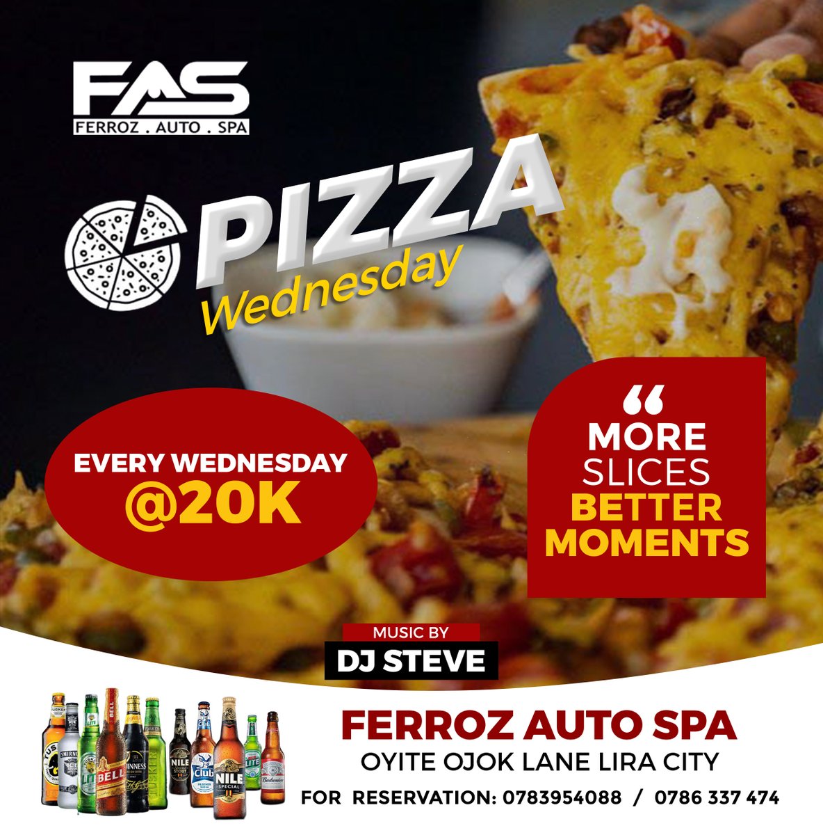 FerrozLounge's tweet image. We are BACK with the slices!!!

You already know how we do it every Wednesday,
Come &amp;amp; Enjoy the best Pizza in town at Ferroz Auto Spa Today at 20k only.

Tonight’s vibes will be led by our house 
#DjSteve🔥🔥

#wegatyou
#PizzaWednesday
#FerrozAutoSpa