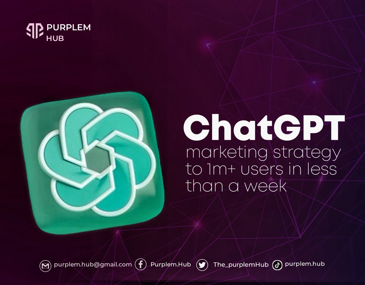 The_PurplemHub's tweet image. How ChatGPT gained over 1 million users in less than a week without $1,000,000 on marketing (and what web3 builders can take away from this).

#web3community #AI #web3content

🧵
1/12