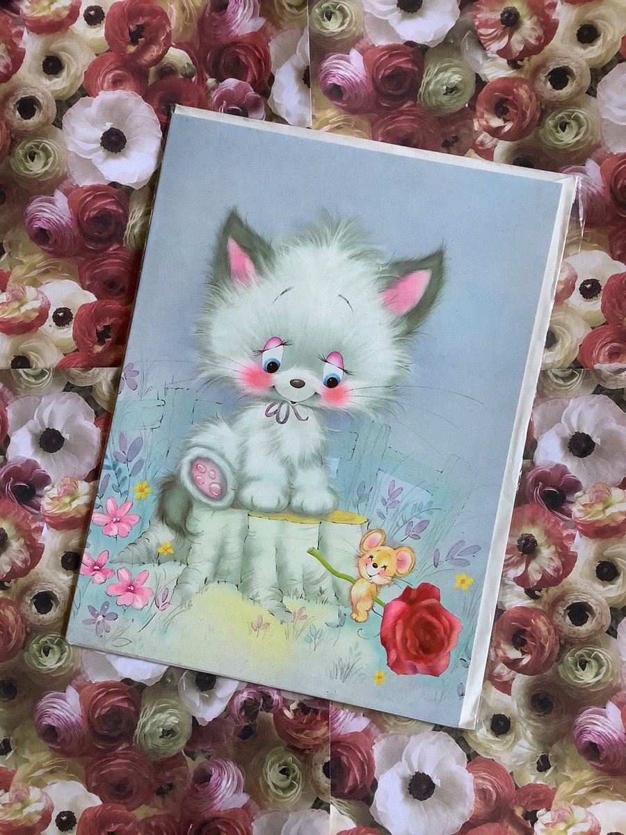 WatsonsVintage's tweet photo. NEW LISTING I only have ONE of these Large #MothersDay Cards available in my #etsy shop RARE Stunning Circa #1970s #Vintage #Retro Mother's Day Card with ADORABLE Blushing Cat &amp; Mouse Design- Retro Loving Mum - Sweet Verse #KitschCard https://t.co/FjCOVLE8kd #CatDesignCard #Cute https://t.co/aEeCokD1XQ