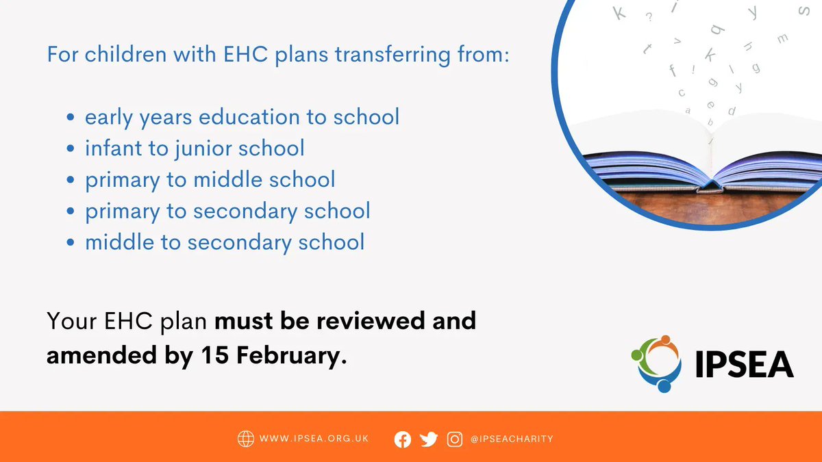IPSEAcharity's tweet photo. If your child has an EHC plan and is this year transferring from these settings, the deadline for your LA to have reviewed &amp; amended your child’s EHC plan is TODAY.

If you haven’t received an amended plan you can write to your LA using our model letter: 
https://t.co/WwNtG7Qcz3 https://t.co/k8uKURbWo0