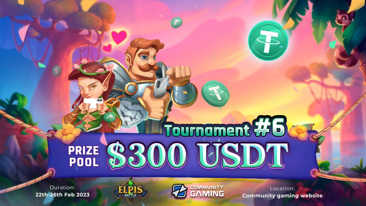 🔥 It's time for PVP Tournament #6 We'll kick off a 32-player tournament with a total Prize Pool of 300 BUSD🎁 📅 Registration due date: 19 Feb 2023. ✅ Register now via Community Gaming and be ready for the battle: communitygaming.io/tournament/elp… #NFT #Gamefi #tournament