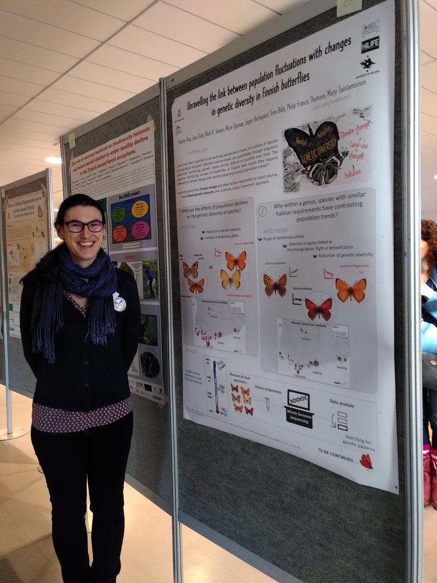 I will be presenting my plans on studying changes of #genetic diversity over the last century in Finnish #butterflies 🦋using #museomics during the poster session at #OikosFin23 

Feel free to pass by and chat with me on my work with @Marjo__S 
@HiLIFE_helsinki @RECecochange