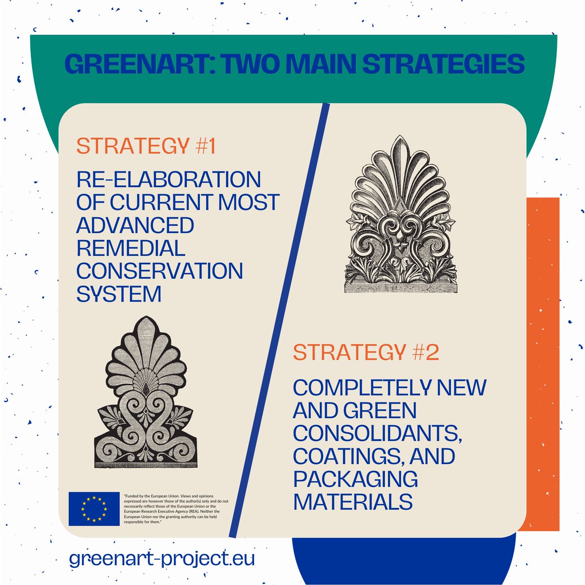The objective of #GREENART is the development of new sustainable 
solutions that adhere to the Green Deal requirements, through two main strategies 👇
For more information check out our website!