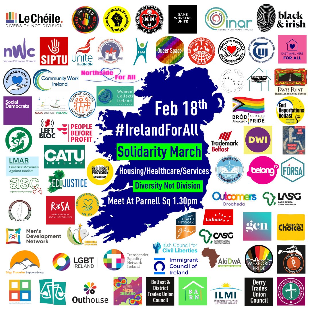 We have received a huge amount of support for Saturday's March 🔥🔥

If you would like to endorse us, just complete this form / DM us:
forms.gle/P7HQWbvzNizh7z…

Remember to tag us in your videos/pics about why you are marching with the hastag #IrelandForAll!
