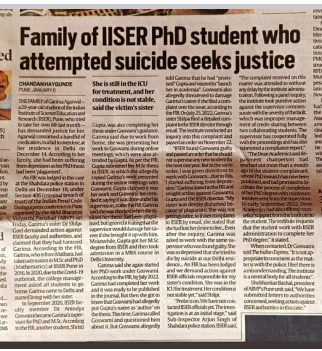 All India Research Scholars Association (@airsaindia) on Twitter photo बेटी बचाओ _ बेटी पढ़ाओ*
ये नारा कहाँ तक सार्थक जबकि IISER Pune मे मेधावी PhD शोध छात्रा (गरिमा) को <a href="/IISERPune/">IISER Pune</a> के प्रोफेसर द्वारा उत्पीडन किया गया। <a href="/PMOIndia/">PMO India</a> <a href="/dpradhanbjp/">Dharmendra Pradhan</a> <a href="/DrJitendraSingh/">Dr Jitendra Singh</a> <a href="/TheLallantop/">The Lallantop</a> <a href="/ppbajpai/">punya prasun bajpai</a> <a href="/the_hindu/">The Hindu</a> <a href="/timesofindia/">The Times Of India</a> <a href="/thewire_in/">The Wire</a> <a href="/Xpress_edex/">Edex - The New Indian Express</a> #IISER_PUNE बेटी बचाओ _ बेटी पढ़ाओ*
ये नारा कहाँ तक सार्थक जबकि IISER Pune मे मेधावी PhD शोध छात्रा (गरिमा) को <a href="/IISERPune/">IISER Pune</a> के प्रोफेसर द्वारा उत्पीडन किया गया। <a href="/PMOIndia/">PMO India</a> <a href="/dpradhanbjp/">Dharmendra Pradhan</a> <a href="/DrJitendraSingh/">Dr Jitendra Singh</a> <a href="/TheLallantop/">The Lallantop</a> <a href="/ppbajpai/">punya prasun bajpai</a> <a href="/the_hindu/">The Hindu</a> <a href="/timesofindia/">The Times Of India</a> <a href="/thewire_in/">The Wire</a> <a href="/Xpress_edex/">Edex - The New Indian Express</a> #IISER_PUNE
