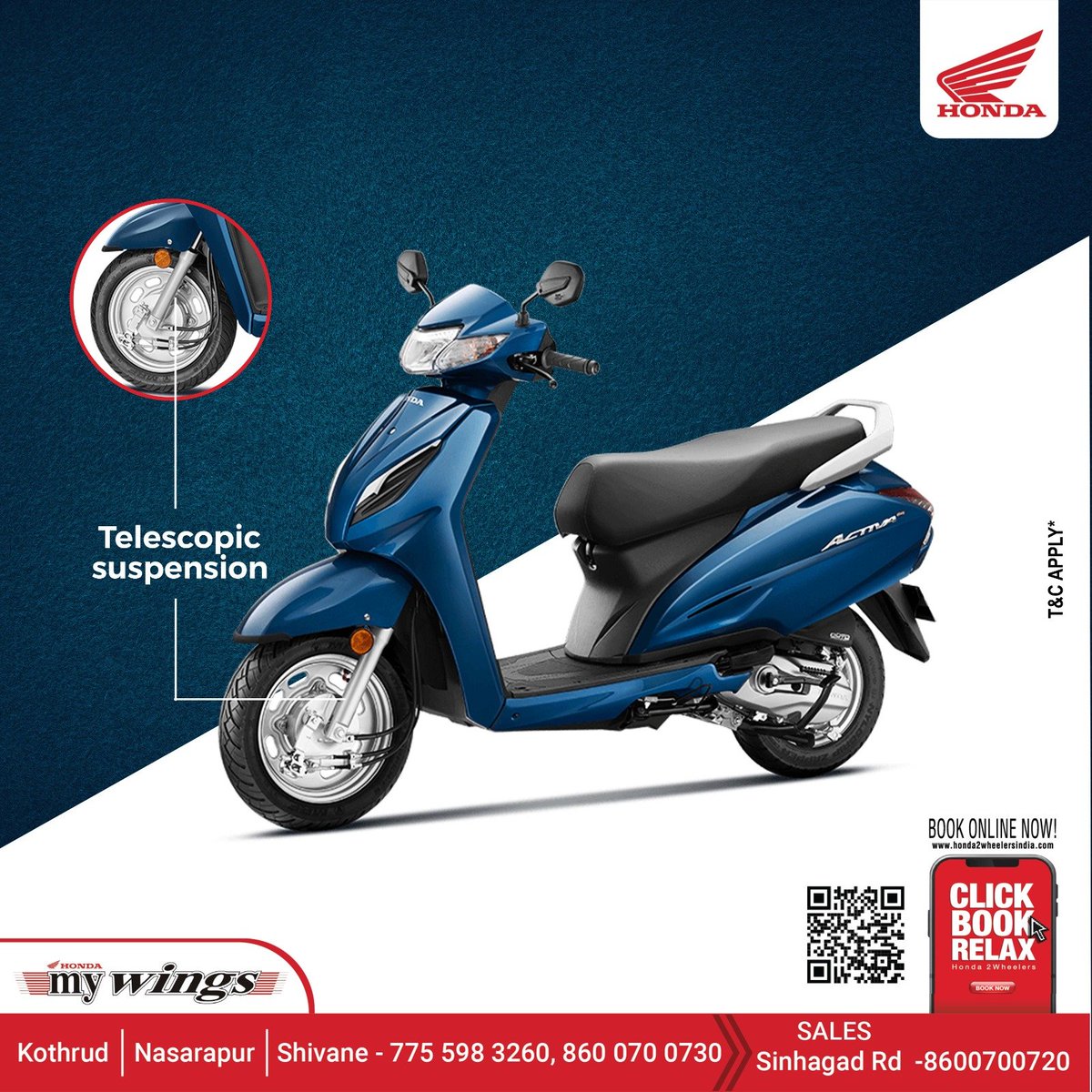 Flying High with
     Every Ride...
Book Today!

#My_Wings_Honda #mywingshonda #honda #activa #activa6g #activahsmart #activasmart #hondaactivahsmart #honda2wheelersindia #hondaindia #autonews #autmotivenews #bikenews #gaadify #instadaily #shivane #kothrud #punecity #punebikers