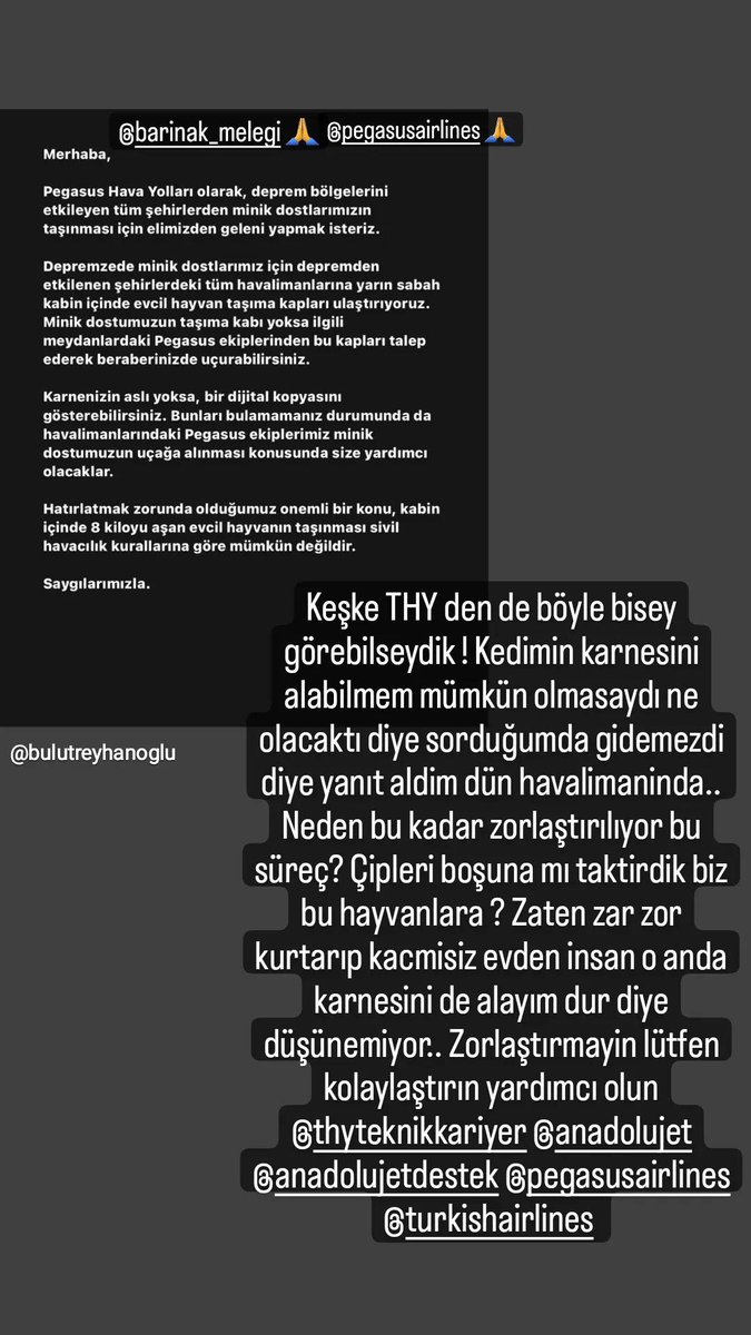 Dün havalimaninda kedimin karnesini almasaydım ne olacakti diye sordugumda gidemezdi yanitini aldim. Çipleri bosuna mı taktirdik biz? @barinakmelegi 🙏 Yardımcı olun lütfen @turkhavakurumu @TurkishAirlines @TurkishAir_SA @_TurkishAirHelp @AJ_Destek @anadolujet @RblxAnadolujet