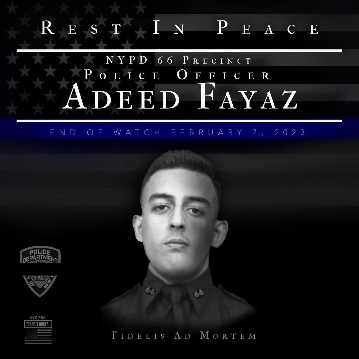 nypdpals's tweet photo. إِنَّا لِلّهِ وَإِنَّـا إِلَيْهِ رَاجِعُونَ 
With heavy hearts, we announce the passing of @NYPDnews Police Officer Adeed Fayaz, Shaheed. A devoted public servant, husband, father, brother,and son. Our prayers are with his family, colleagues, and loved ones at this difficult time https://t.co/MXbK50256A