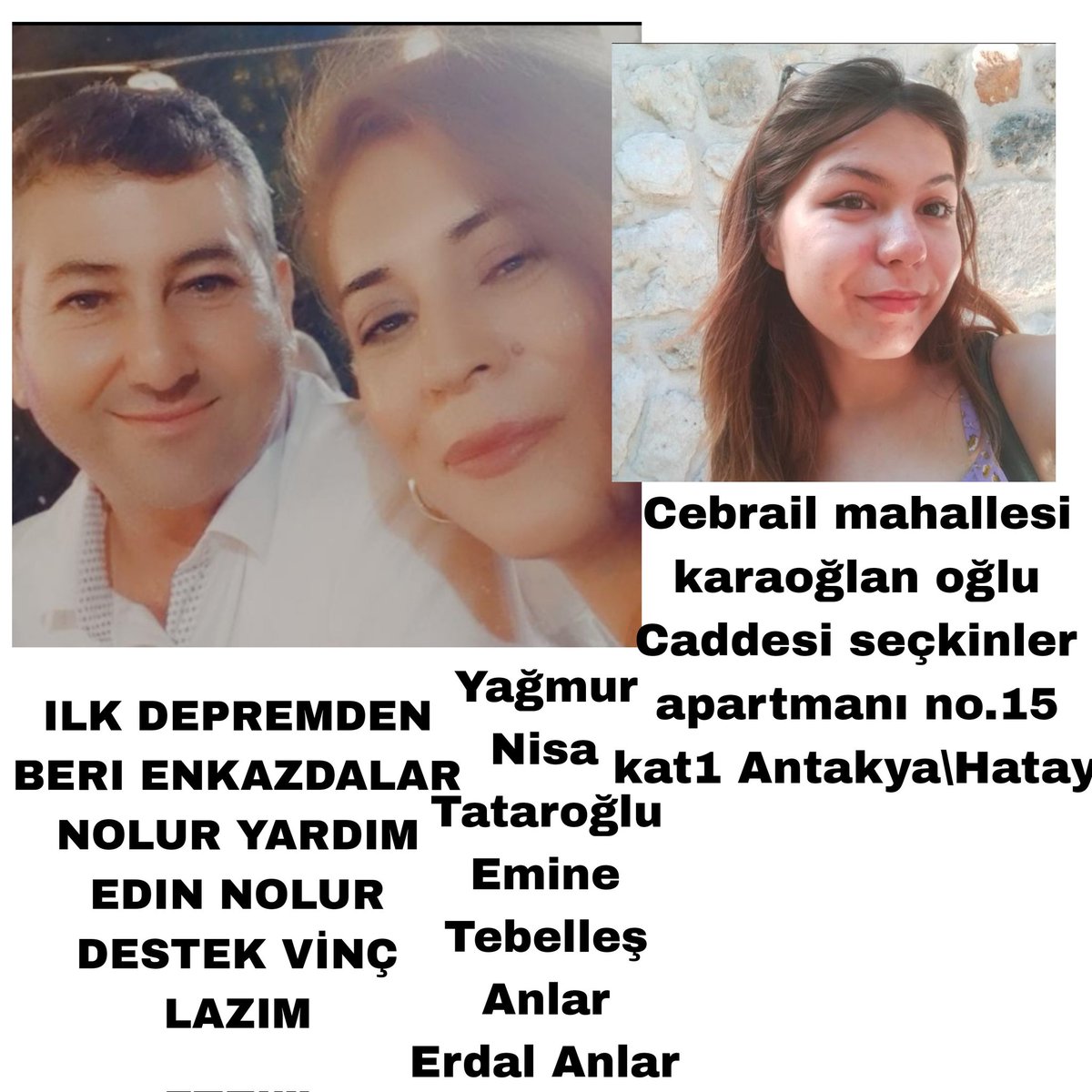 ElifGke73516977's tweet photo. Cebrail Mahallesine halen destek gitmedi yok 52 saat oldu sizin ihmalkarlığınız bir sürü insanın acısı oldu haber yok ses yok seda yok umut yok 3 günde susuzluğa dayanamazlar zaten yardım edin artık #AFADhatay #deprem #antakyahatay #ENKAZALTİNDAYİM #YARDIM #YardimTalebi https://t.co/6jf20oxaiU