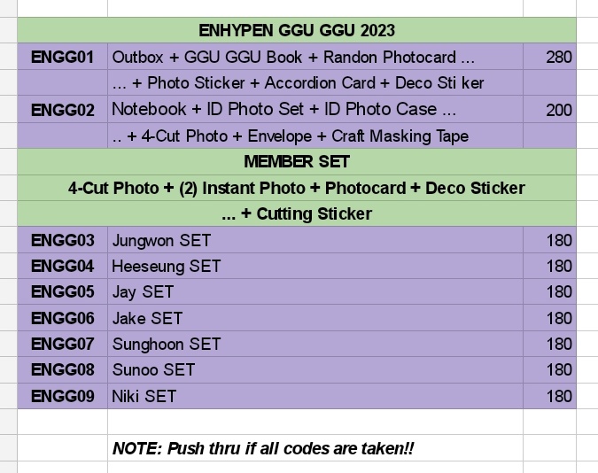 gaeimerchph's tweet photo. #GAEI_Tingi • WTS LFB PH GO ENGENE

#ENHYPEN GGU GGU 2023

💸 ₱1,800 (full pack)
💸 ₱180 - ₱280 (tingi)

▪︎DOP - March 23
▪︎DOO - OOS/March 18
▪︎NETA (May - June)

~ MINE + CODE

PACK PURCHASE ON DM 👇🏻
https://t.co/Syd3op7RKo https://t.co/BvKyXkRQgp