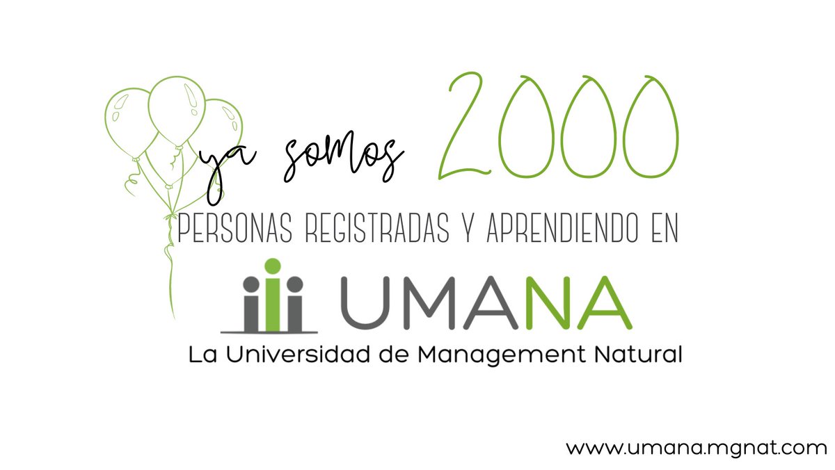 ¡Ya somos 2000 personas aprendiendo en UMANA!  Gracias a todos los que han creído en que aprender puede ser diferente #AprendizajeDisruptivo #PedagogíaDelAmor.   
Regístrate en umana.mgnat.com y sé parte de esta comunidad <a href="/othonmx/">Othón Osorio</a> <a href="/MaruRodriguezM/">Maru Rodriguez</a>