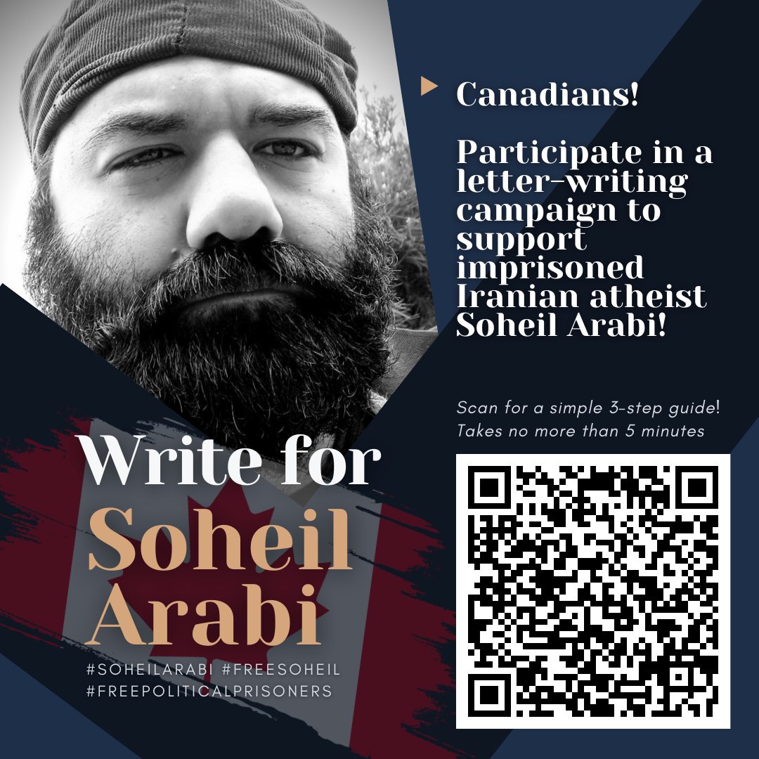 Join the fight for human rights! Support #SoheilArabi, an atheist imprisoned for dissenting against the Islamic Republic. Advocate for his release & human rights in Iran!

Click this link to send a letter to Canadian MPs in just 3 minutes:
bit.ly/40CKE82

#FreeSoheil