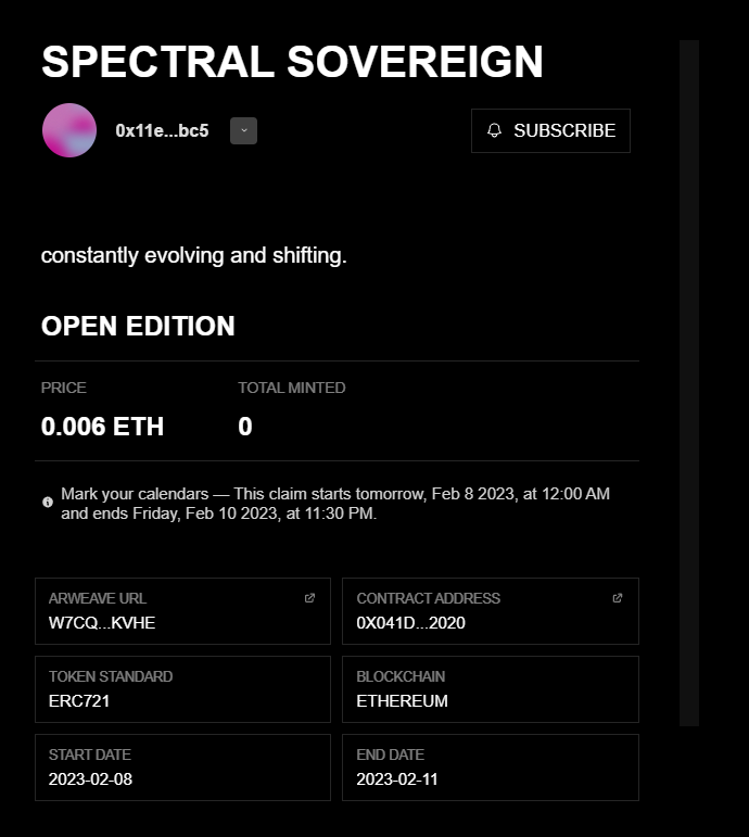 NeuralDayDreams's tweet photo. "Spectral Sovereign" open edition is live now
.006 eth OE
ends Friday night

Check out the link below⬇️⬇️
#nftcollectors #NFTs #aiartcommunity 
#ActiveArtCollective #openedition https://t.co/J78pUY6AEU