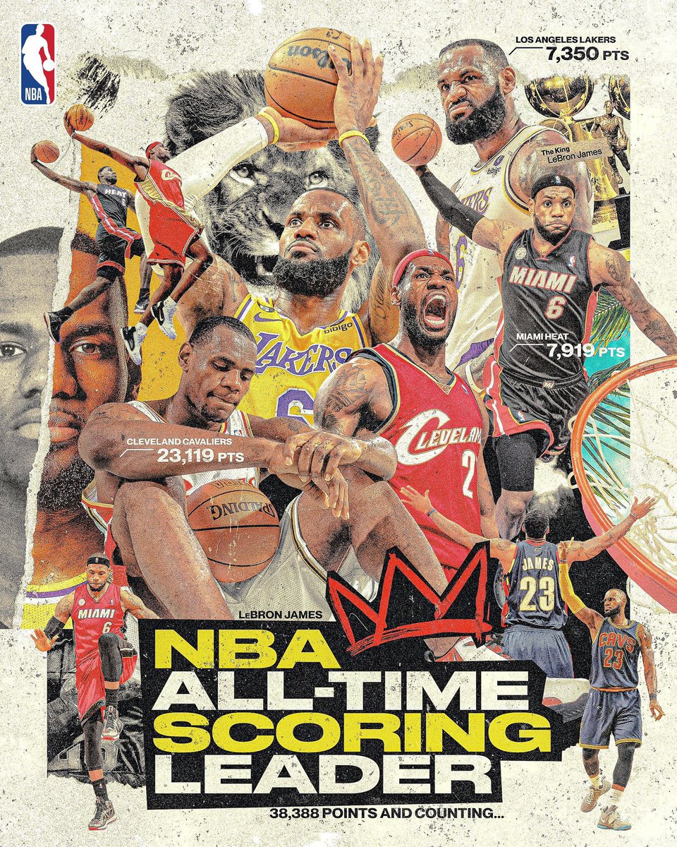 NBACanada's tweet photo. 38,388 points and counting,  @KingJames has passed Kareem Abdul-Jabbar to become the new NBA all-time scoring leader! 👑 https://t.co/a2Bvto0Aa9