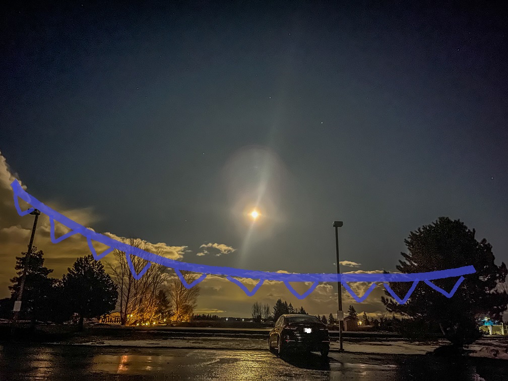 NWSSpokane's tweet photo. Here is the view from our office tonight. Clouds and rain are clearing out from west to east. If you look closely, you may be able to see the cold front moving through. 😉 https://t.co/d9ZRIKgVXr