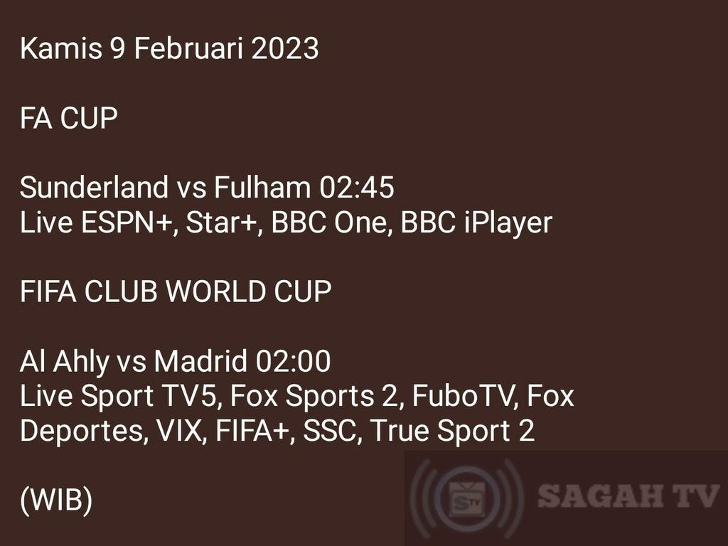 sagahtvlive on Twitter "Jadwal Siaran Langsung FA Cup Dan FIFA Club