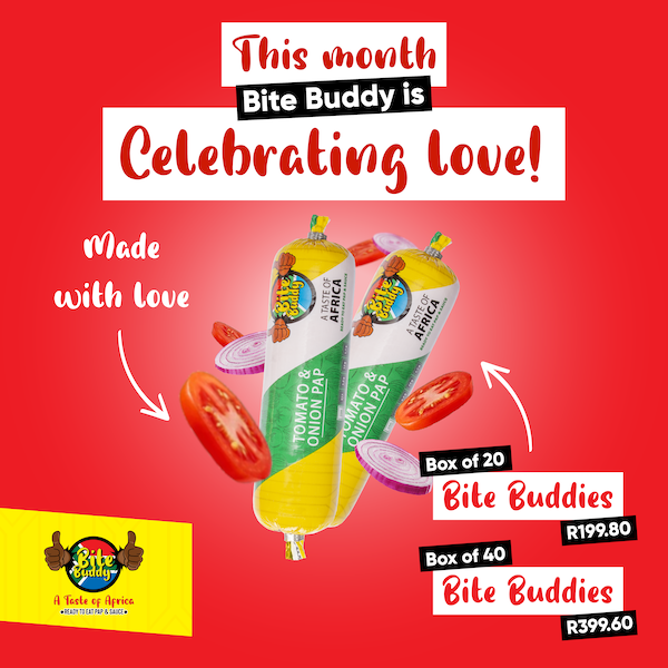 bitebuddysa's tweet photo. Celebrate love this month! Spoil yourself and your loved ones - stock up on Bite Buddies today!
#BiteBuddy #AuthenticSouthAfrican #papandsauce #SouthAfricanflavour https://t.co/GqsjbmFRoq