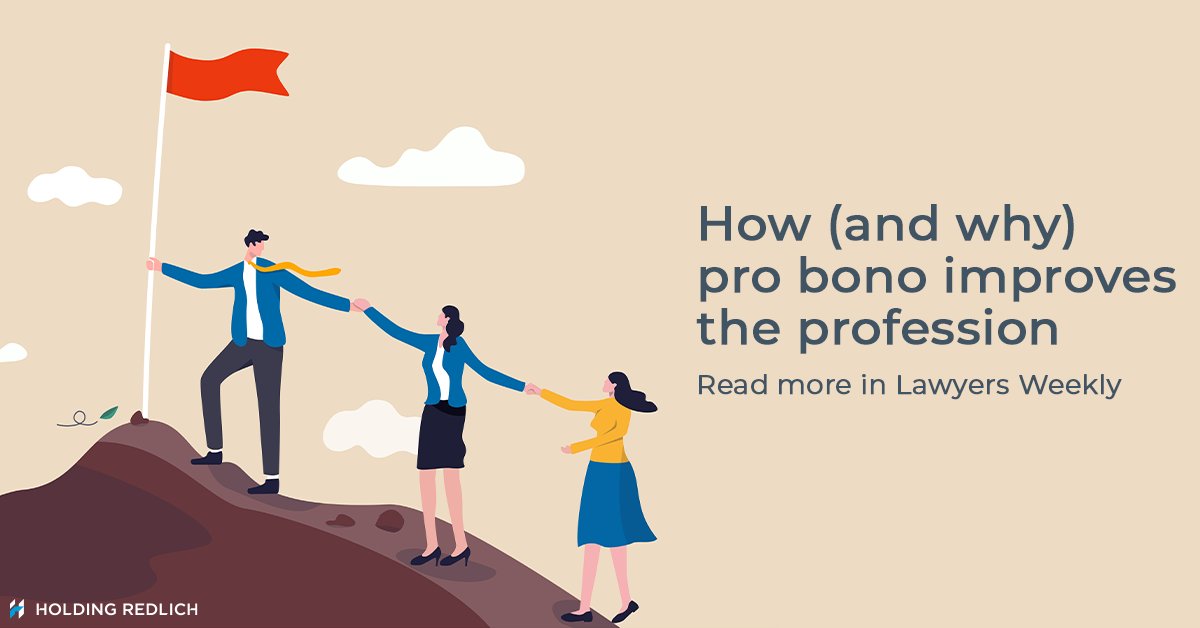 HoldingRedlich's tweet image. Speaking to @LawyersWeekly, National Pro Bono Manager Guy Donovan explains the benefits the #legalprofession gleans from meaningful engagement with #probono work and the future of the firm's pro bono practice. Read more here: ow.ly/WLqR50MMCp0