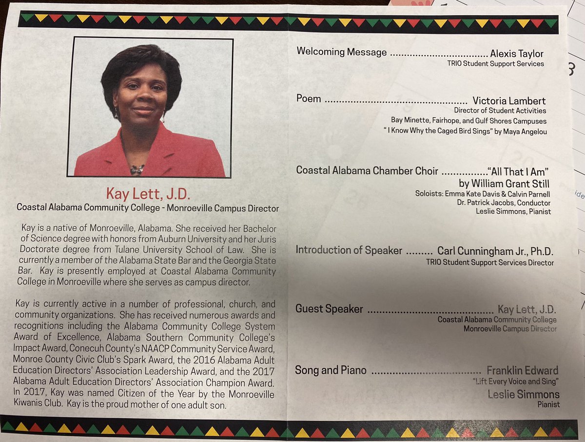 DrSetItOff's tweet photo. Today, Coastal Alabama Community College hosted our Black History Month Program. I had the opportunity to chair this awesome event.
Thanks to our dynamic speaker, Kay Lett, guests on the program, and the dynamic Black History Month Committee.
#OneCoastal
#DrSetItOff https://t.co/ReSYWAzhbK