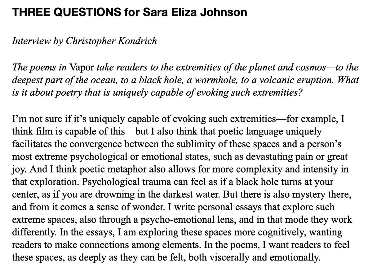EOU_Writing's tweet photo. Join us tomorrow, Wednesday 2/8, at 6 pm PT for an EOU Ars Poetica reading/convo with poet @saraelizaj. She'll be chatting with @ChrisKondrich--a teaser interview threaded here. To register: https://t.co/20ECyyq9uz (1/4) https://t.co/89ADIVj1J1
