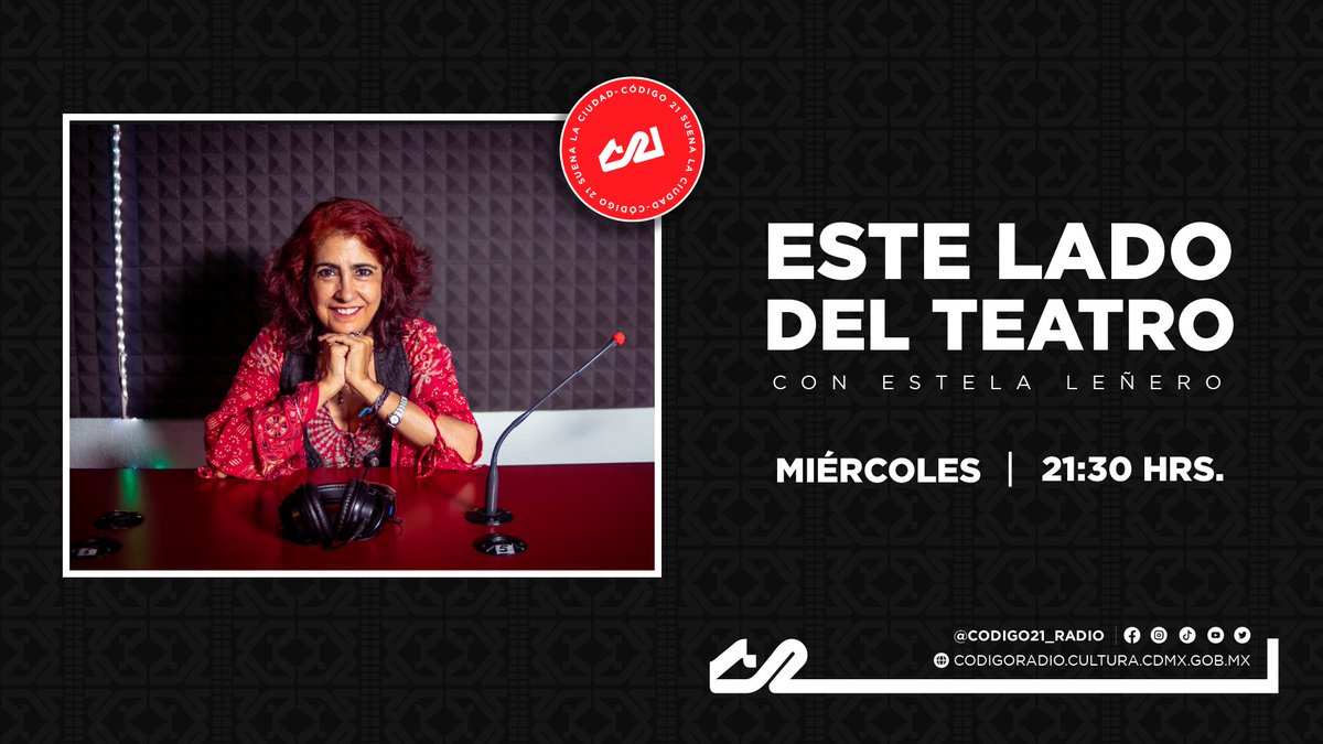 Todo lo que quieres saber del mundo de teatro lo vas a encontrar en “Este lado del teatro” con <a href="/Estelateatro/">Estela Leñero</a>. No te pierdas de entrevistas con actores, directores, productores y dramaturgos.🎭

🎧Escúchanos este miércoles a las 21:30 Hrs. aquí en bit.ly/Código21LaRadi….