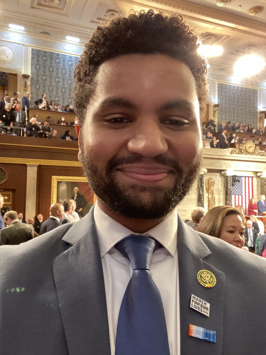 MaxwellFrostFL's tweet photo. State of the Union time!!! Wearing my @AMarch4OurLives pin to represent the fight to #EndGunViolence! https://t.co/Lnh9FMvEgF