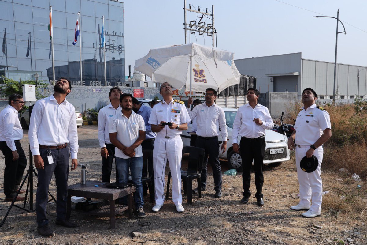 SagarDefence's tweet photo. Honoured to have ACNS RAdm @arjundevnair  visit us to discuss progress of #iDEX (SPRINT) @India_iDEX cases and other ongoing projects with #IndianNavy At the same time we were privileged to see him giving a hand at one of the #spotter @Arun_Golaya #NIIO https://t.co/oRMH7bShSR