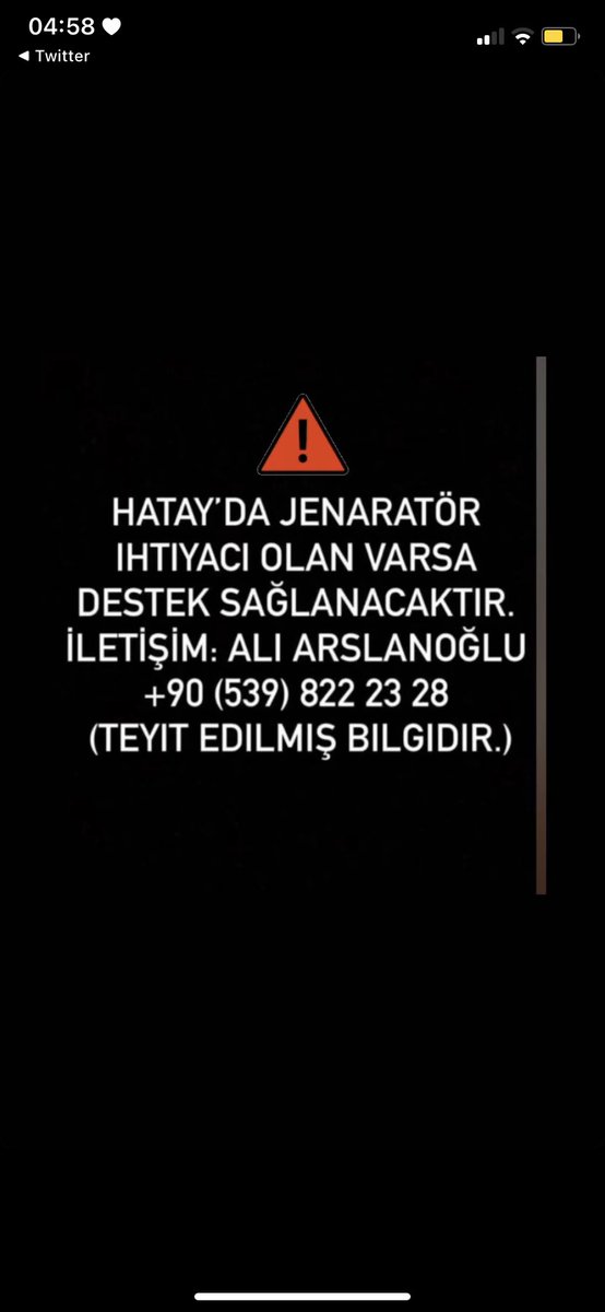 _niluylmaz's tweet photo. HATAY JENARATÖR İHTACI OLANLAR NUMARAYA ULAŞABİLİRLER. #hatayyardım #HatayıKaderineTerkEtme #hatay #jenaoryardımı #yardım https://t.co/bwjAYMYLeI
