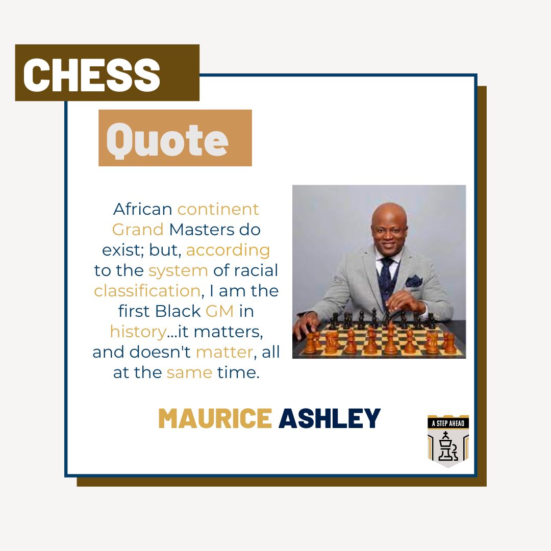 AStepAheadChess's tweet image. Maurice Ashley is a Jamaican-American chess player who earned the FIDE title of Grandmaster, which is said to make him the first Black person of this rank. However, Ashley himself challenges this idea, given the limited documented history of Black chess players.

#ASAC  #CHESS