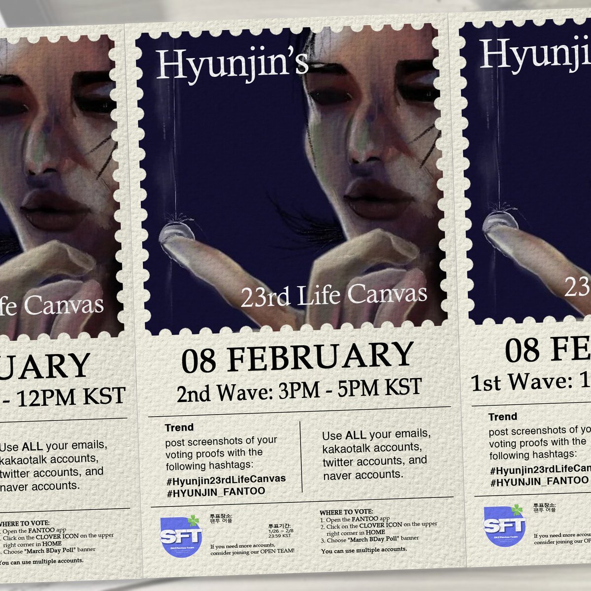 STAYs❕

Today's the last day for #Hyunjin's March Bday Poll, only TOP 5 will win ads!

Let’s work together &amp; vote w/as many accs we can from 3PM-5PM KST💪🏼

Spread the word🔥
#Hyunjin23rdLifeCanvas #HYUNJIN_FANTOO

💌JOIN US: bit.ly/SFTHHJ23
⏰Ends: 2/8, 23:59 KST