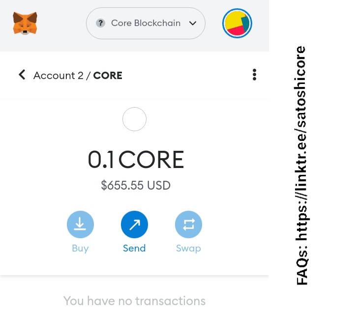 Confirmed! 0.1 $CORE Transaction Fee Successfully Sent To Batch1 Usersʼ Address.

FAQs: linktr.ee/satoshicore

Kindly wait for further directives from the #CoreDAO on how to claim 25% of the #CORE in your possession. Good luck everyone. #CoreMainnet #SatoshiPlusConsensus