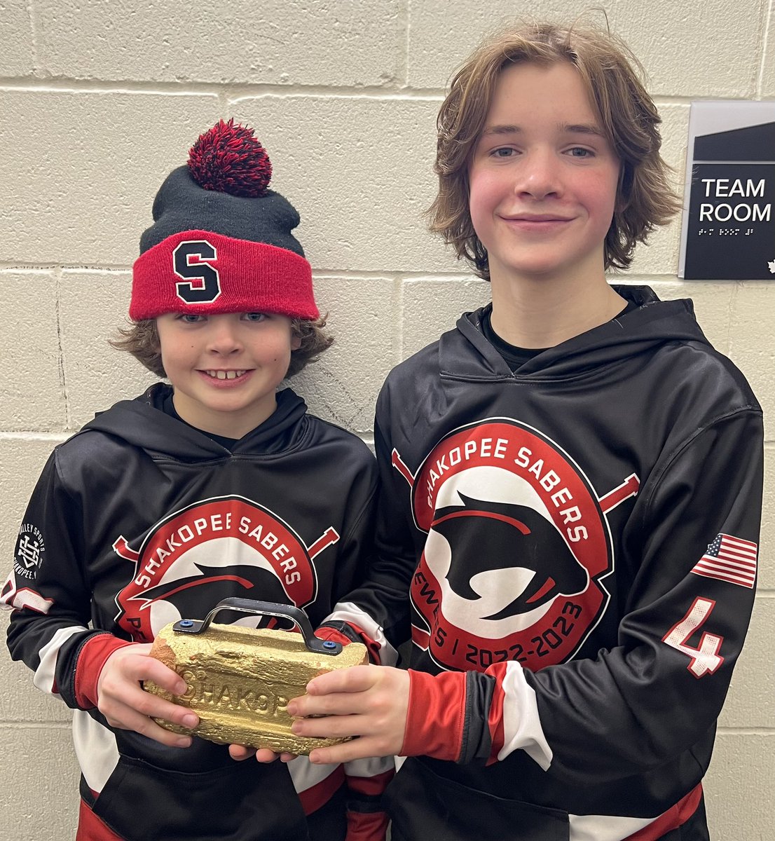 A come from behind tie thanks to the extra effort of Blake and Mason. Sweet moves and awesome shots beat the goalie we’ve struggled against in three previous matchups. They get to share the BRICK! #snipers