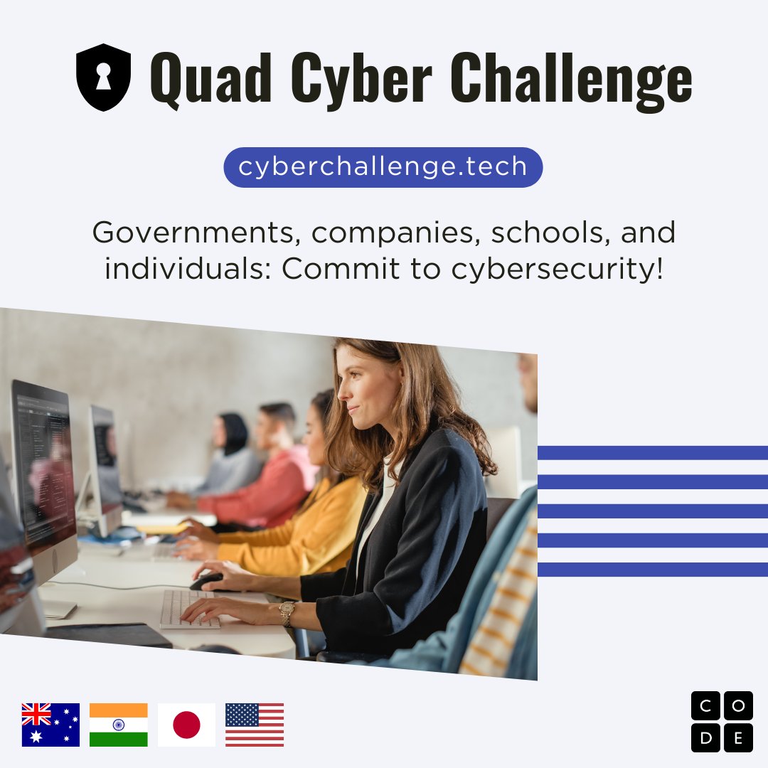 The #QuadCyberChallenge is a great opportunity to learn what you and your organisation can do to foster a more safe, secure, and resilient cyberspace. Take the challenge and test your knowledge to enhance your cyber resilience. Read more: homeaffairs.gov.au/news-media/arc…