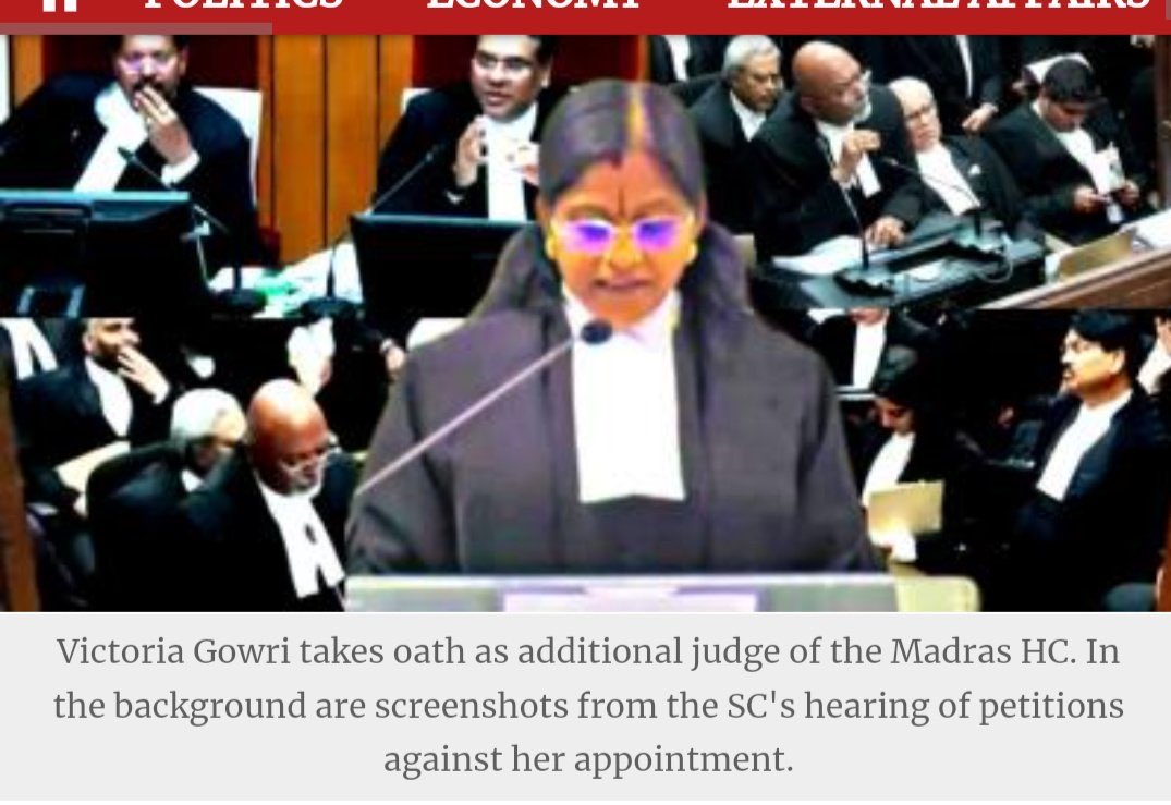 mahendra3's tweet image. SC Collegium clears #VictoriaGowri ‘ s name as judge. #Seculars baffled &amp;amp;argued in SC opposing same #Collegium’s decision whm they r favouring against govt .And see there hatred towards #Hinduism and #Sanatan ; &amp;amp; argued that she applies Teeka and Sindoor so nt good as judge