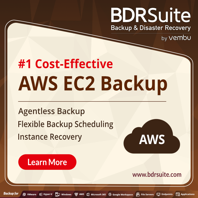 vembutech's tweet photo. #BDRSuite for #AWS comes with Cloud-native Agentless #Backup, Automatic scheduling, Instance & Volume level recovery, and more. Click here to know more. https://t.co/we5r4APtDO
#AWSbackup #EC2instances #dataprotection https://t.co/519fQnRiLR