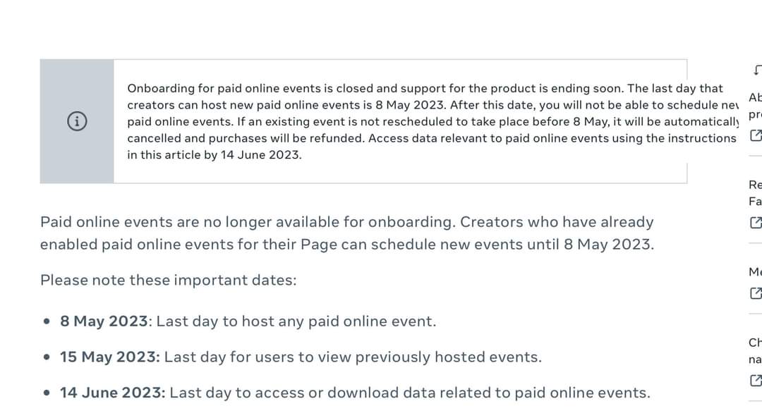 SMMonetizers's tweet photo. Di ko alam kung meron sa inyong kumikita sa Paid Online Event pero para lang mainform kayo, aalisin na ni Meta ang #PaidOnlineEvent sa May.

#contentcreators #contentcreatorph #facebookmonetization https://t.co/pqzX7iqCFj