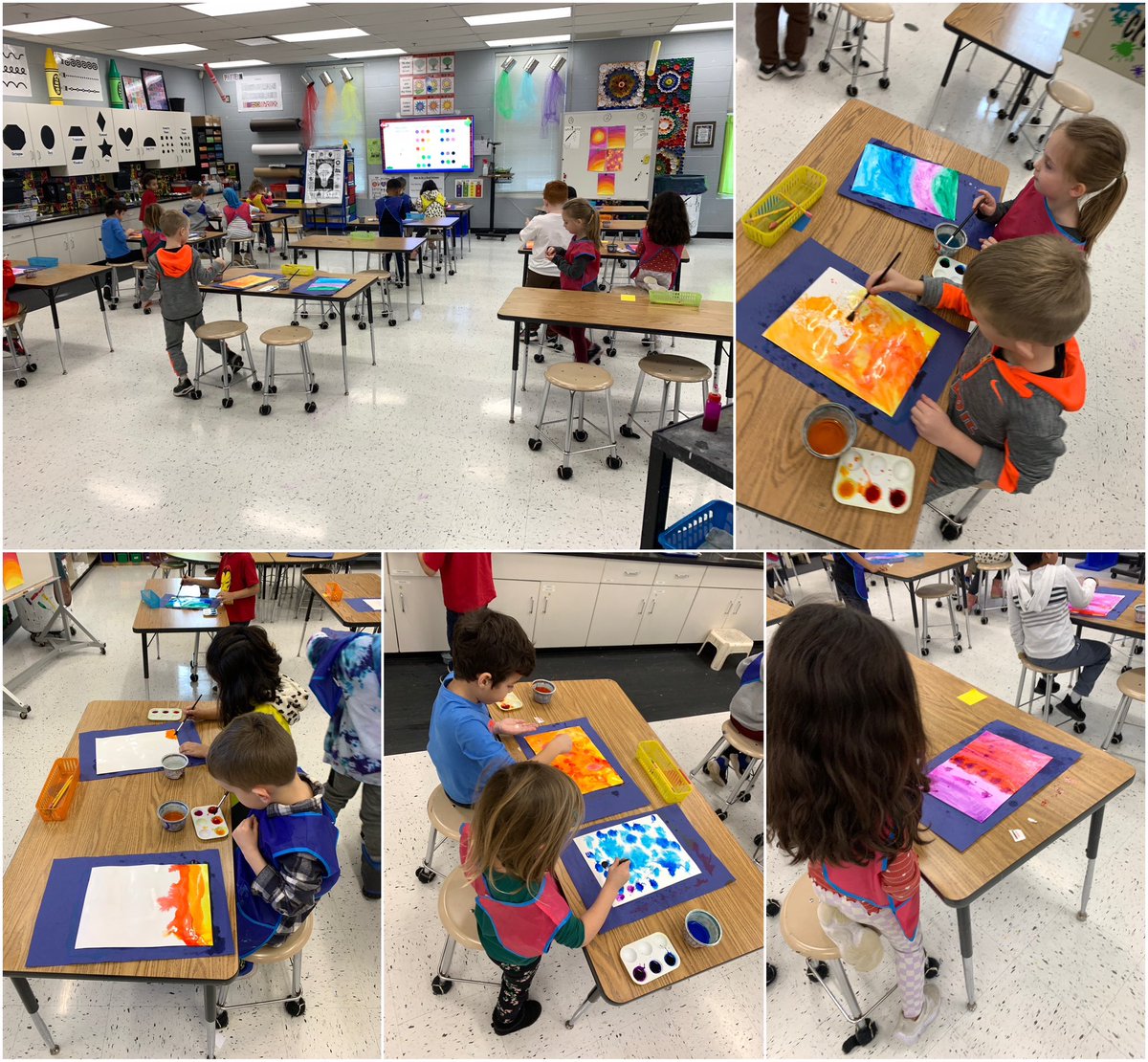 naplsart's tweet photo. Mrs. Hill’s @naplselc afternoon class creating a sky painting using “color neighbors” with liquid watercolors. https://t.co/JiJOgxnuEb