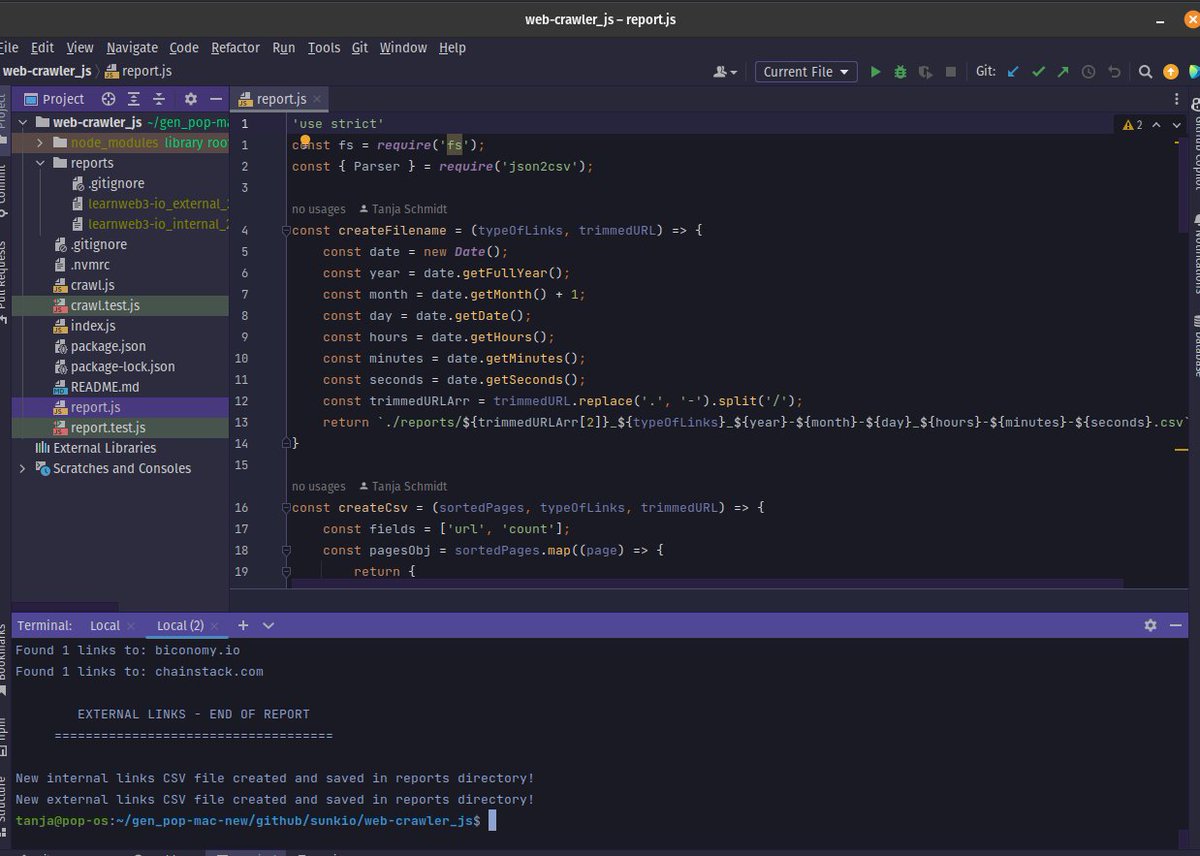 RobertLeeSaund's tweet photo. Day 29 of #100daysofcode 
I finished the 1st version of my JS web crawler 
- crawls URL incl  subpages for internal &amp; external links
- counts occurrences per link &amp; creates sorted lists
- exports them to uniquely named csv files
#programming #coding #Python #Java #javascript https://t.co/YOAYbE6jPp