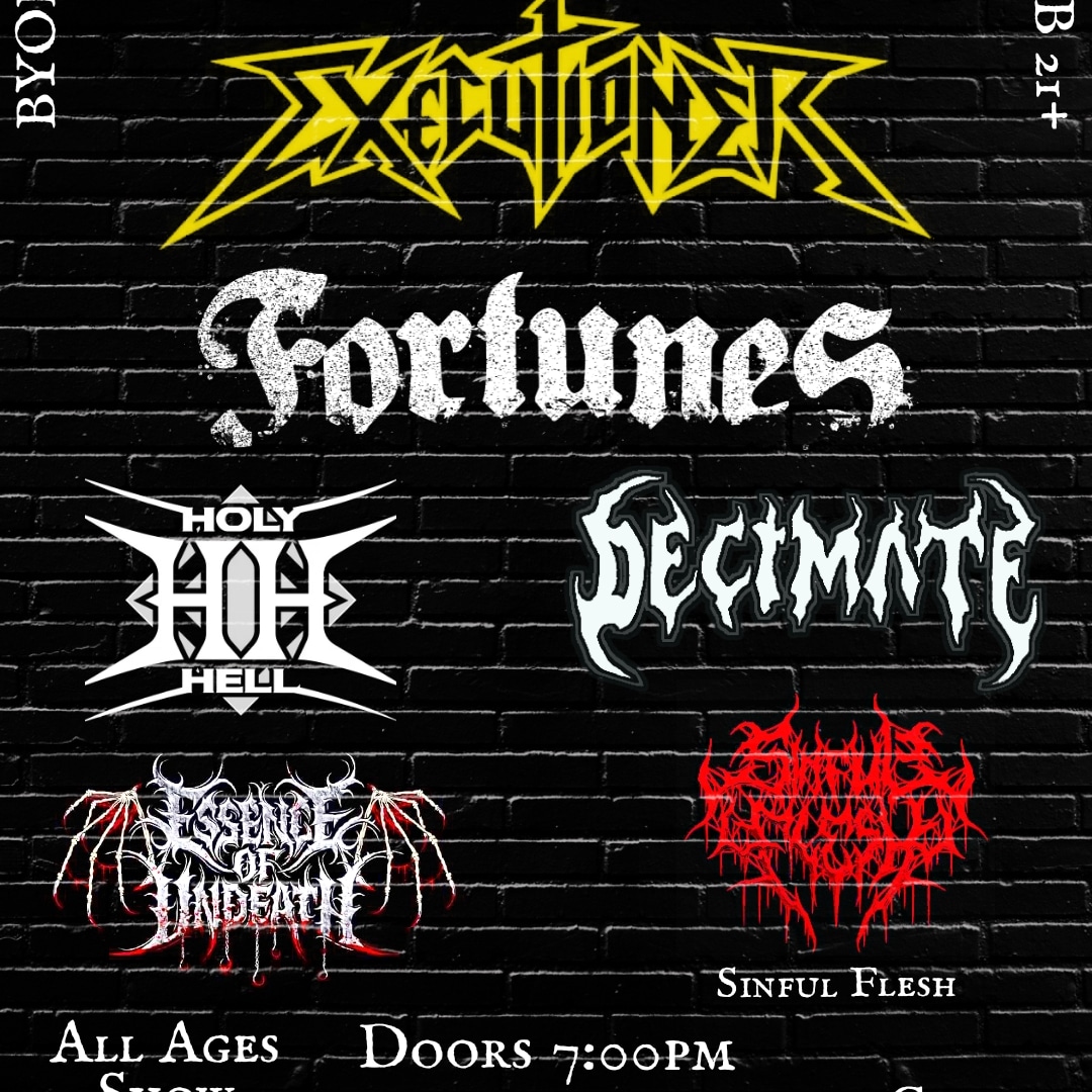 DecimateTx's tweet image. Saturday, April 29th at Pink Zeppelin Books &amp;amp; Records we jam with Executioner &amp;amp; Fortunes along with Holy Hell, Essence Of Undeath and Sinful Flesh!