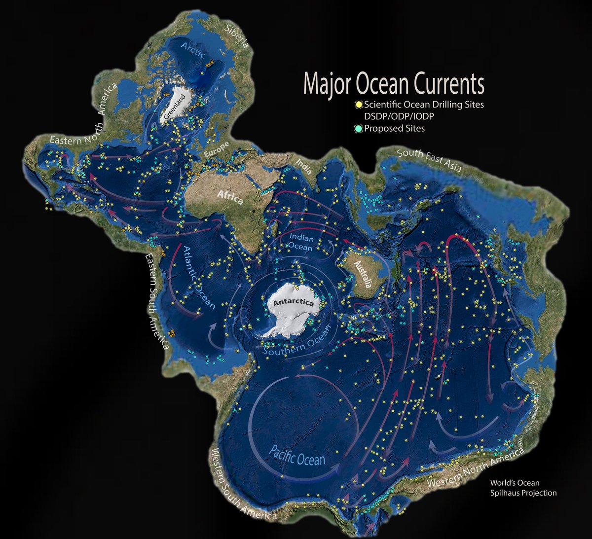 This is how the global ocean should be seen, with #Antarctic & the #SouthernOcean at the ❤️
#OneOcean #Spilhaus #IODP

Working on a new perspective for past & future #ScientificOceanDrilling sites to showcase during the #ANZICroadshow

See you this week @UNSW & @sydneyunigeo