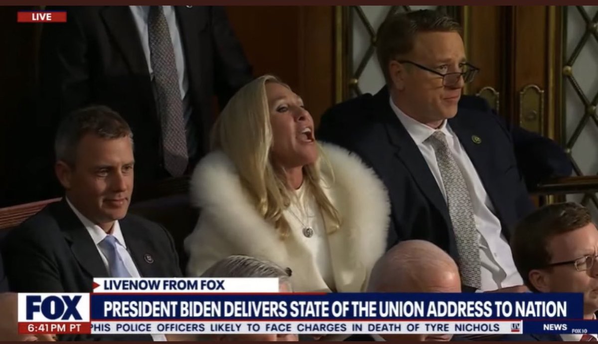 I think when the #sotu2023 is over <a href="/RepMTG/">Rep. Marjorie Taylor Greene🇺🇸</a> will be looking for some dalmatians to kill.