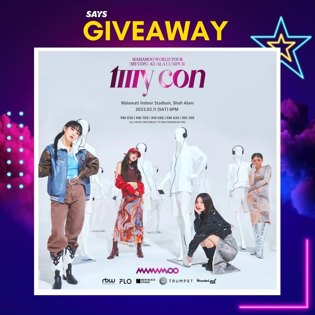 saysdotcom's tweet photo. We are giving away passes to MAMAMOO World Tour “MY CON” Live in Kuala Lumpur!

Here’s how to win a pair of passes:
1. Make sure to follow @saysdotcom.
2. Quote this tweet with your top 5 MAMAMOO songs
3. Add the hashtag #MAMAMOOSAYS

Contest ends 10 February! Quick!⏳ https://t.co/ddf59ciaT5