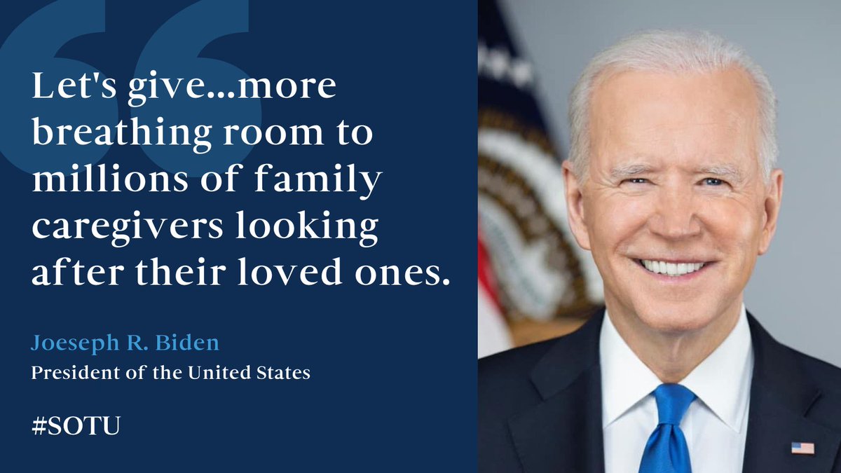 Absolutely!!! Breathing room for family caregivers means: 
✅ #PaidLeaveforAll
✅ #HCBS 
✅ #CaregivingTaxCredits 
✅ #Childcare 
✅ #MedicaidExpansion 
#SOTU #CaregivingIntheUS