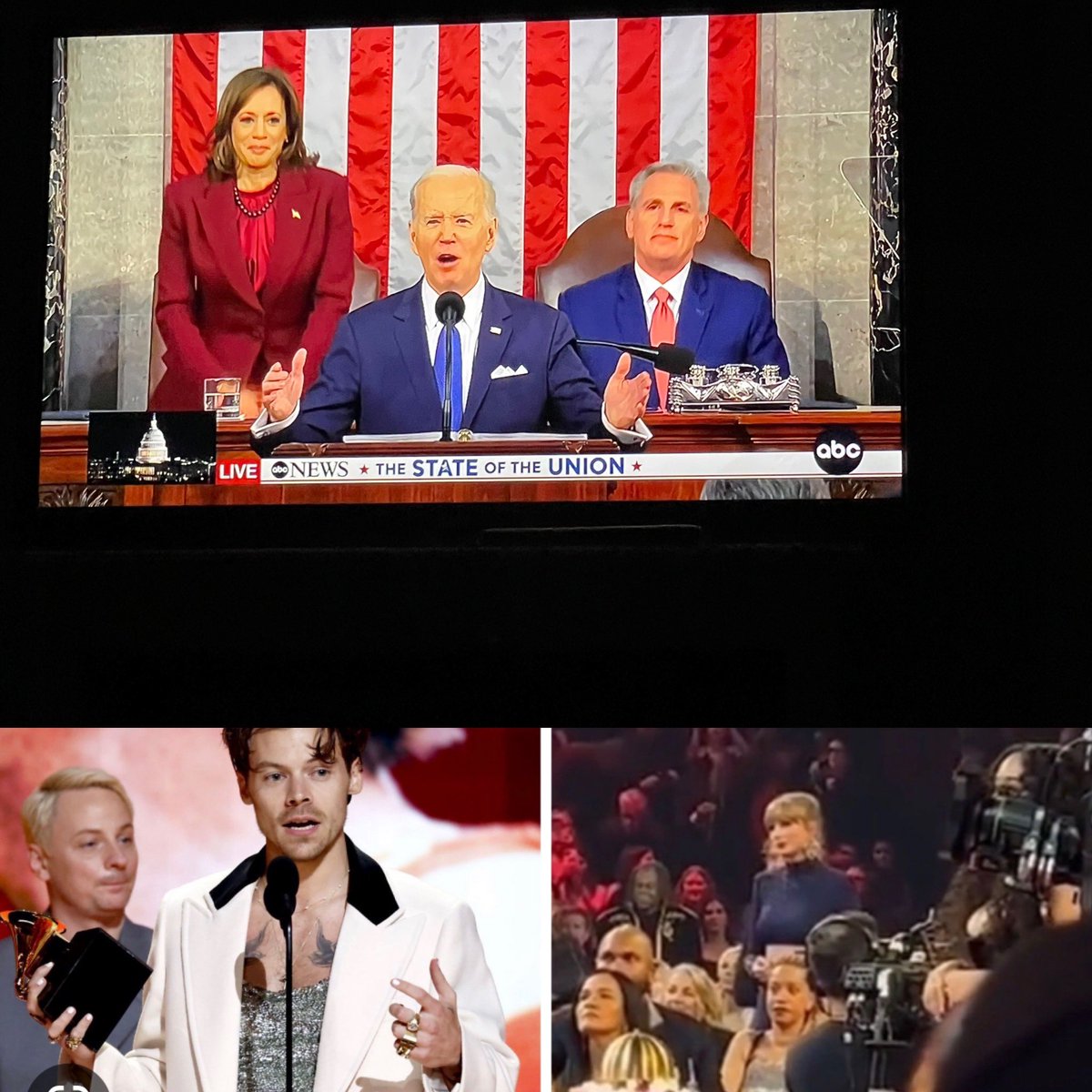 Ben_Zs_dog's tweet photo. Kamala standing during the  #SOTU is giving big #AOTY vibes #grammys #callback https://t.co/FP0wrwn0wW