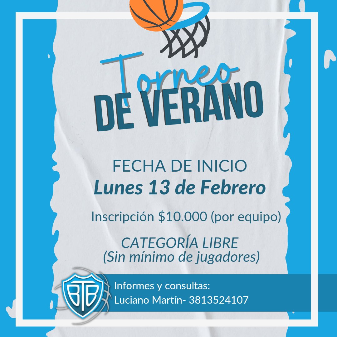 TORNEO DE VERANO 2023

Forma parte del nuevo torneo 

CATEGORIA LIBRE ✅️
INSCRIPCIÓN  $10.000 Por equipo ✅️
INICIO DEL TORNEO: 13 DE FEBRERO ✅️ 

Podes inscribirte hasta el sábado 11 de Febrero

Cualquier duda comunicarse con Luciano Martin (381) 3524107