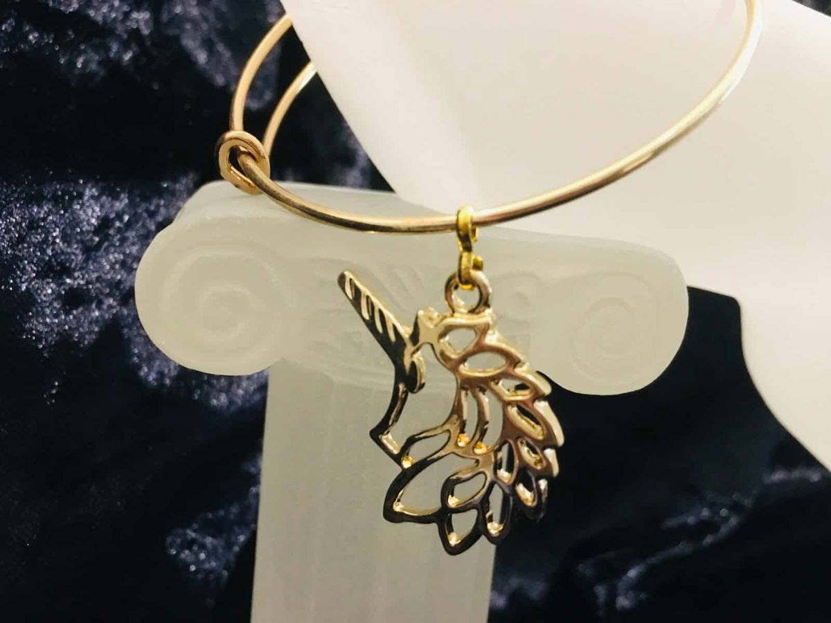 On sale and in my #etsy shop: Pretty Golden Unicorn Expandable Bangle - Child size etsy.me/3YqTbcE #gold #birthday #christmas #yes #girls #minimalist #mothersday #giftsunder20 #uniquebracelets
